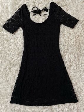 Papaya Y2K Dark Fairy Romantic Coquette Whimsigoth Goth Vamp Lace Dress Black M